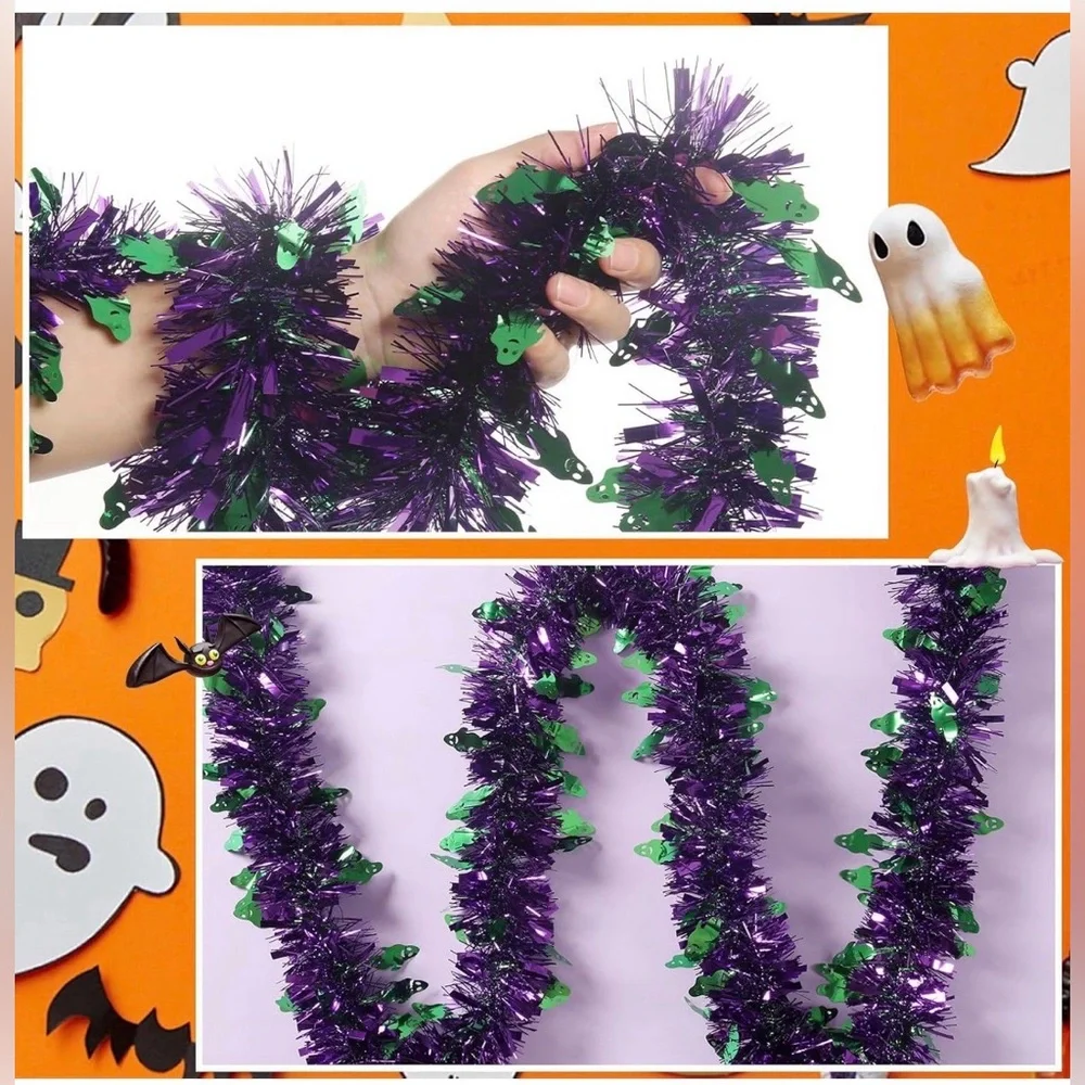 Halloween Garland Ghost Holiday Metallic Tinsel Twist Hanging Party Decorations